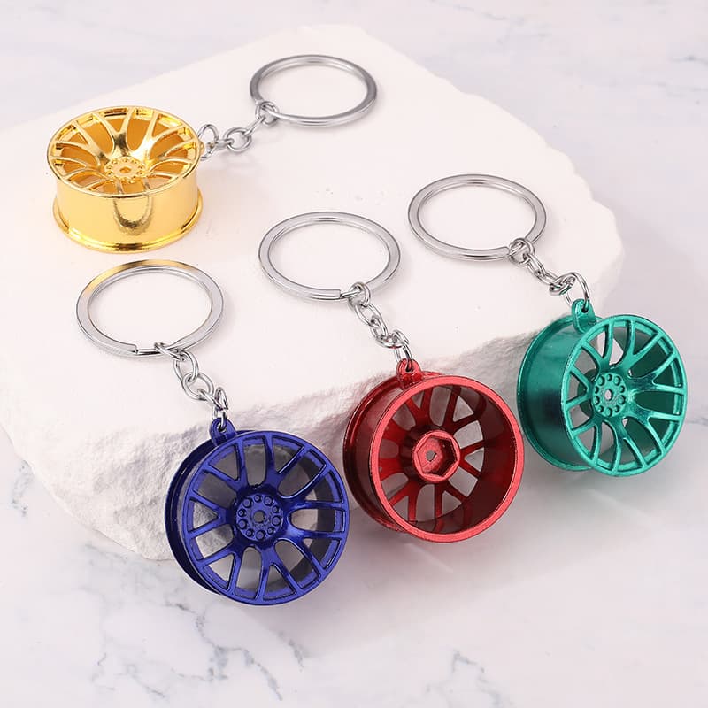 Factory High-Quality Zinc Alloy Car Accessory Keychain Creative Car Wheel Hub Keychain Pendant Gift Craft