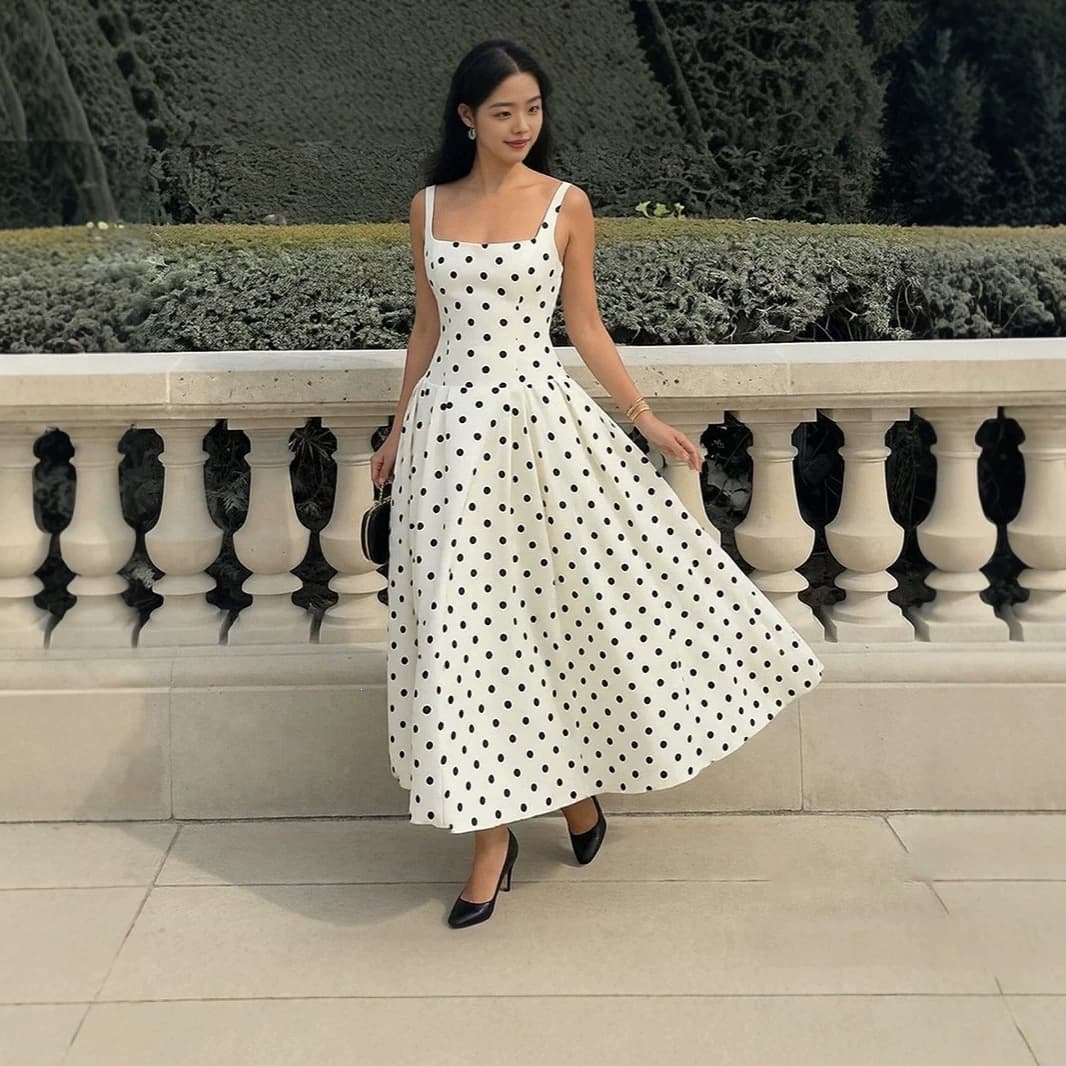 2026 Spring New Women's Clothing European and American Cross-Border Foreign Trade Dress Fashion High-End Polka Dot Retro Tube Top Dress