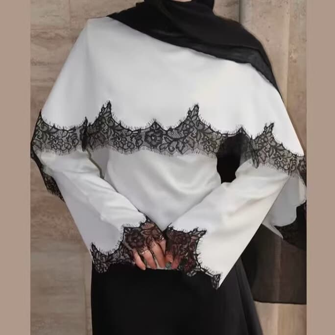 PB&ZA Wholesale New Women's Lace Trim Satin Long Sleeve T-Shirt Fashion Shawl Tie Waist Top