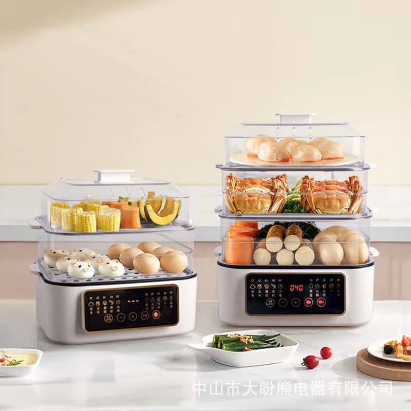 Electric Steamer Multi-Function Home Steaming and Boiling Breakfast Machine Electric Steam Pot Three-Layer Steamer Electric Hot Pot Gift Customization