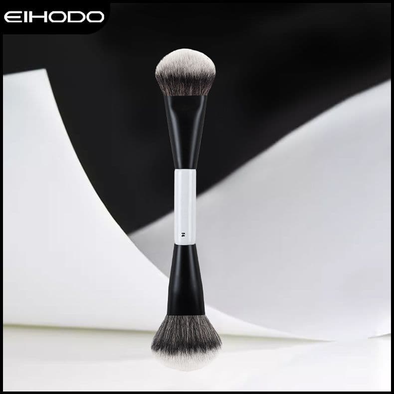 Cross-border popular beauty tool brush double-ended black and white powder brush portable slope blush brush makeup brush Cangzhou