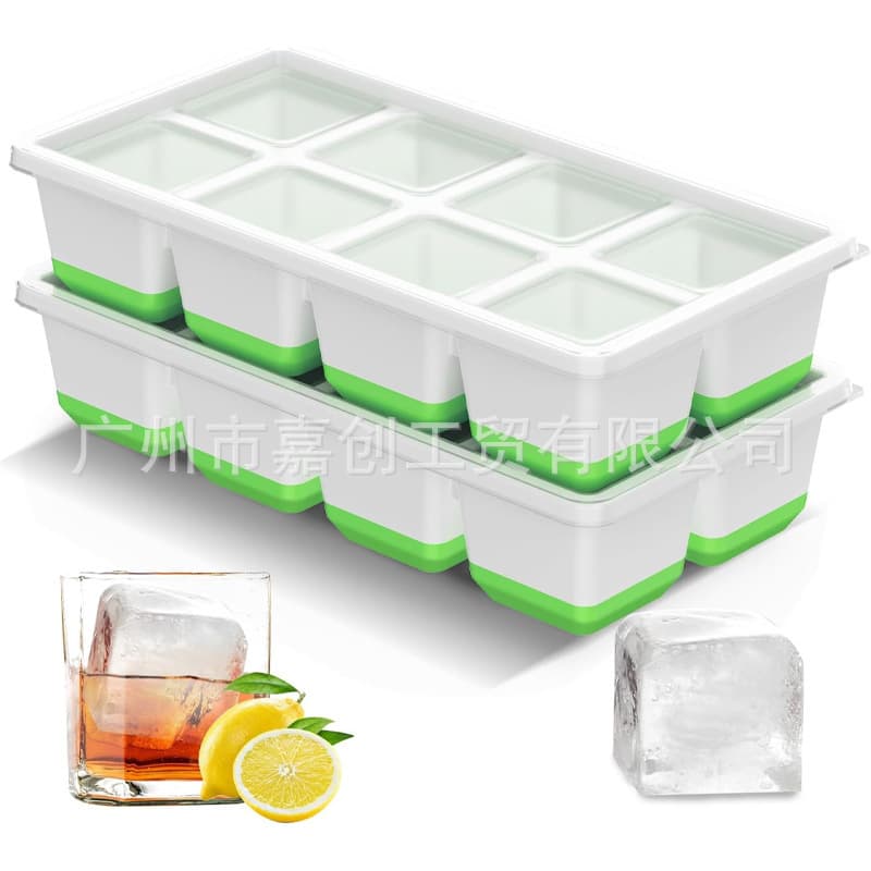 Cross-border 8-grid ice tray with lid, household square ice cube mold, ice box ice making artifact