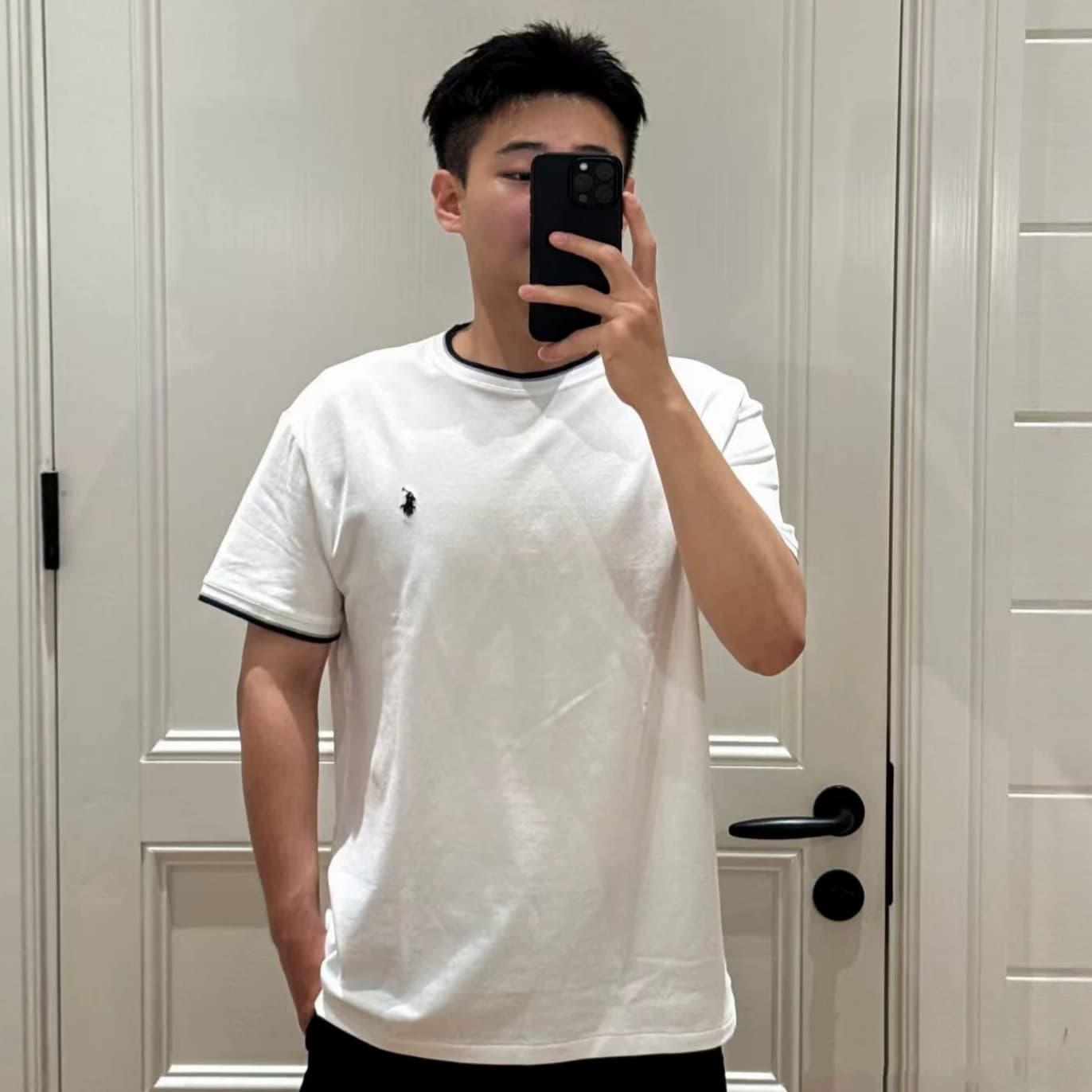 Ralph Lauren Classic Pony Embroidery Pique Cotton Trimmed Cuff Round Neck Short Sleeve T-Shirt for Men Versatile