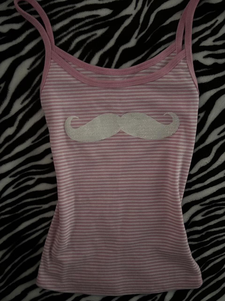 American Retro Y2K Big Beard Print Striped Camisole Women's Summer Sweet Cool Slim Fit Sleeveless Top