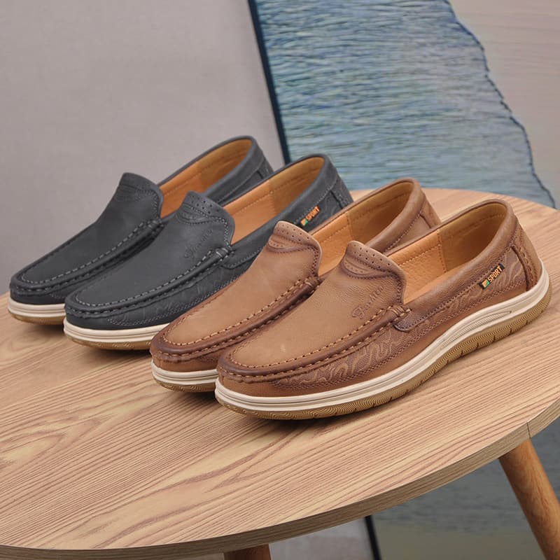 Casual leather shoes men's shoes spring 2024 new business genuine leather high-end shoes men's breathable soft-soled beanie shoes