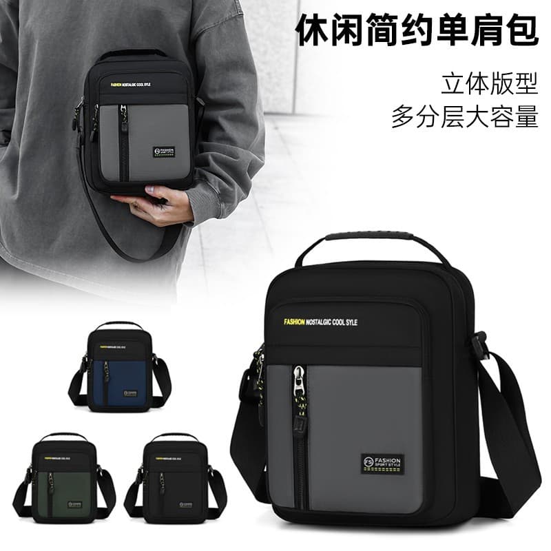 Foreign trade men's new fashion shoulder bag, trendy and simple commuter handbag, practical three-dimensional versatile crossbody bag