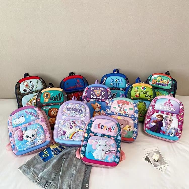 3D Shell Kids School Bag Toddler Kindergarten Backpack Cartoon Animation Double Shoulder Anti-Scoliosis Spine Protection