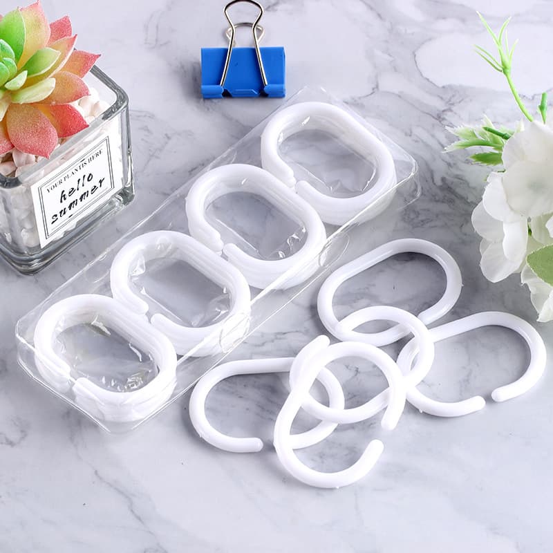 Shower Curtain Ring Plastic Hook C-Type Hanging Ring for Curtains, Bed Canopy Ring, and Coat Hook