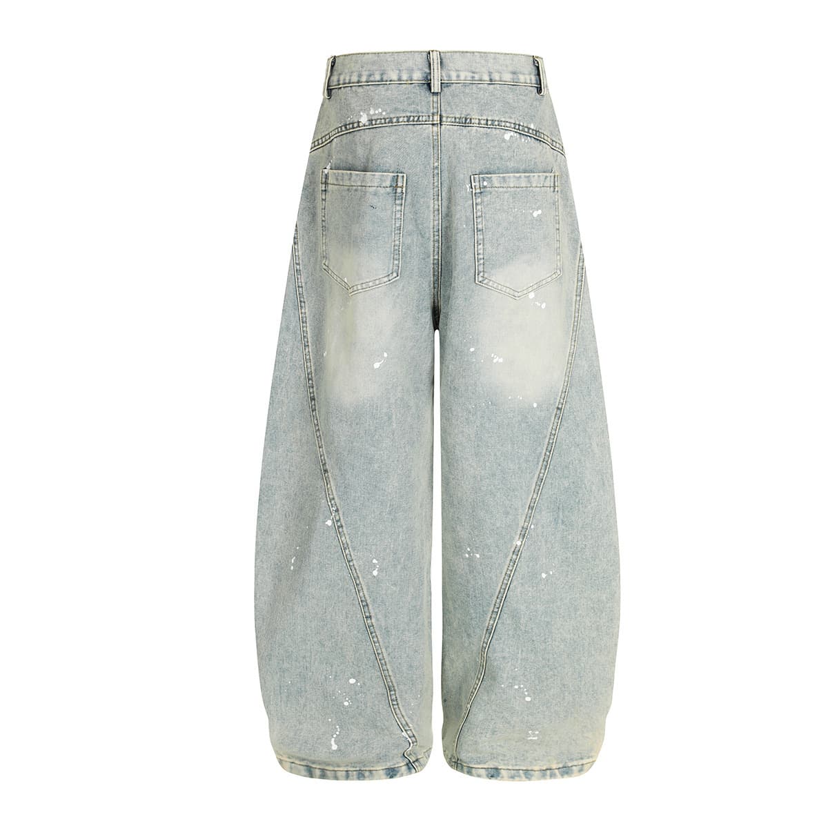 Cross-border American Street Vintage Spray Wash Denim Jeans Men High Street Vibe Style Loose Comfort Curved Leg Jeans
