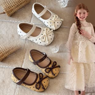 Girls Leather Shoes 2026 New Fashion Trend Middle and Big Kids Shoes Shallow Mouth Single Shoes Polka Dot Princess Shoes Mary Jane Shoes