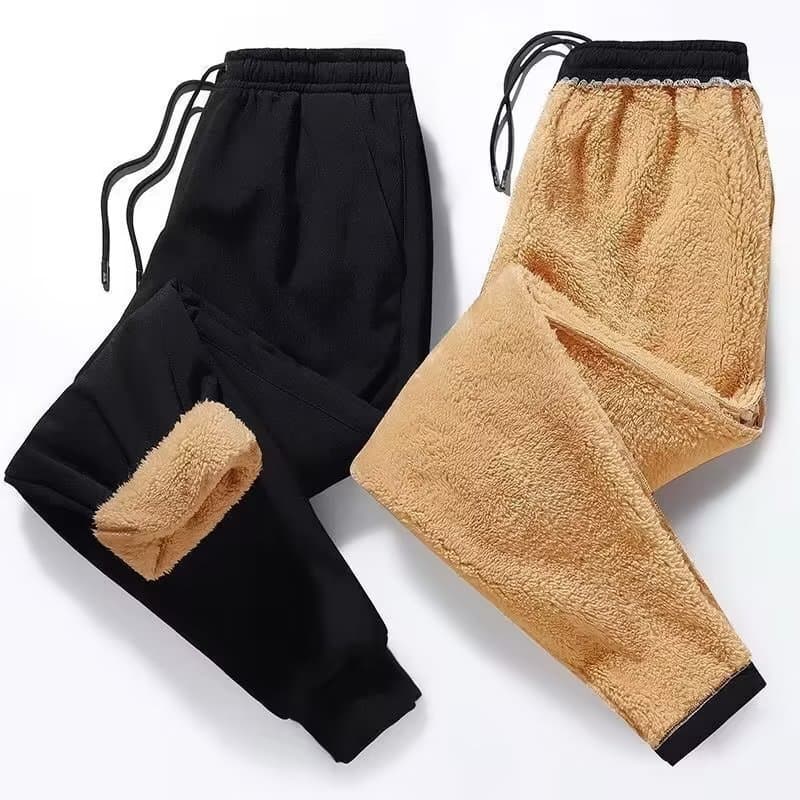 Winter solid color men's lamb wool pants new loose casual outdoor fleece-lined thick snowfield windproof warm pants