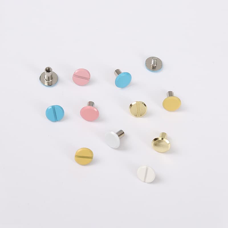 M4 rivet colored binder binder screws for notebooks, planners, and ledgers.