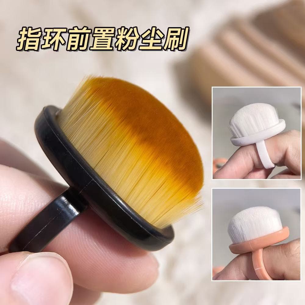 Finger-mounted nail art pre-treatment, back edge dust cleaning, dust removal, velvet ring-shaped soft bristle brush tool