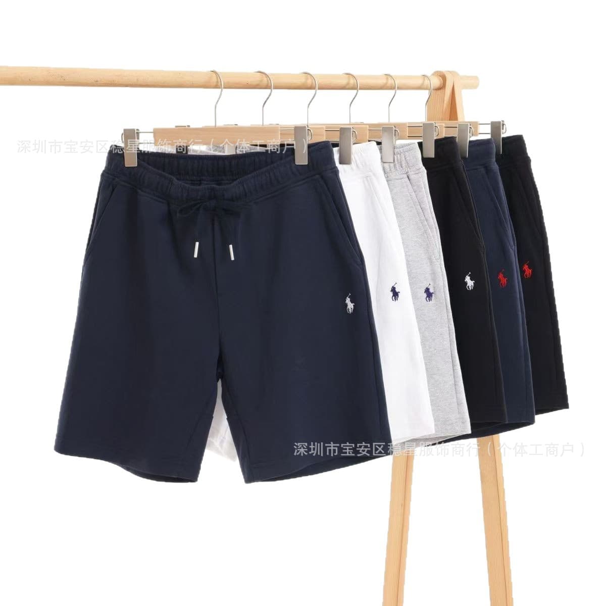 Foreign trade raffia shorts embroidered pony label Chinese cotton men and women same style versatile cross-border five-point pants golf casual pants
