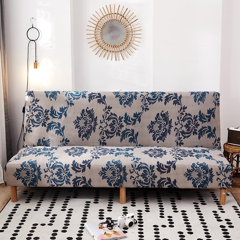 Armless Foldable Sofa Bed Cover, Full Wrap Elastic Sofa Slipcover, 2-Seater Fabric Sofa Cover, Living Room Cross-Border