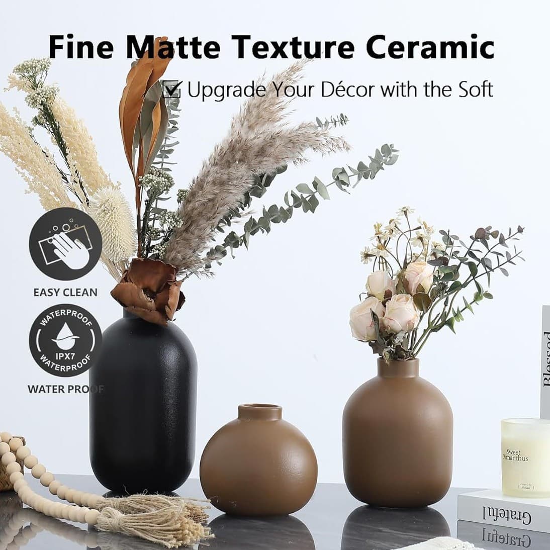 Amazon New Ceramic Vase Set Modern Minimalist Nordic Desktop Creative Home Decorative Ornament Vase