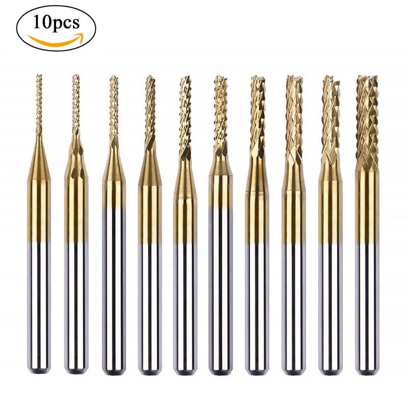 Tungsten Steel Engraving Machine Bit PCB Milling Cutter Corn End Mill 0.8-3.175 Circuit Board Roughing Titanium Coated Corn End Mill