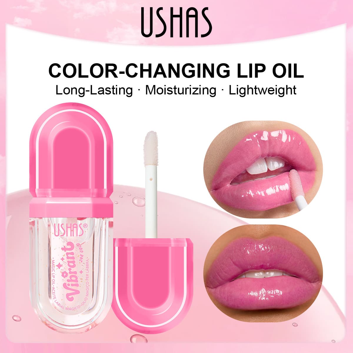 USHAS Clear Lip Gloss Lip Glaze Moisturizing Lip Mask Liquid Lipstick Long-Lasting Lip Glaze ULG036