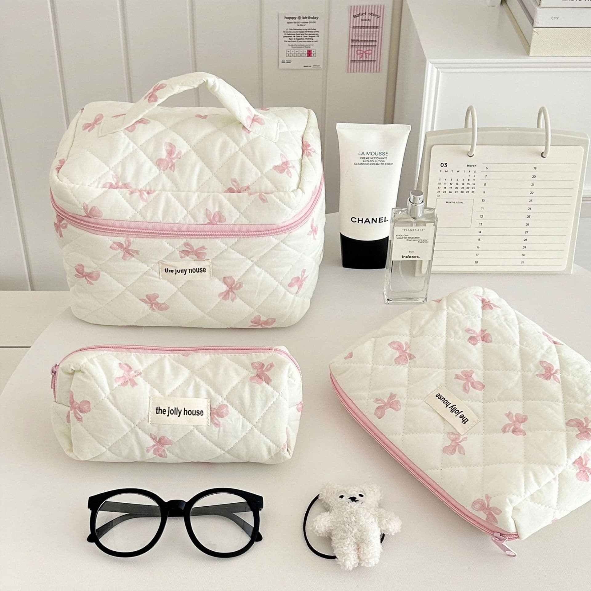 Fresh Floral Cosmetic Bag Large Capacity Makeup Organizer Portable Handheld Toiletry Bag for Women