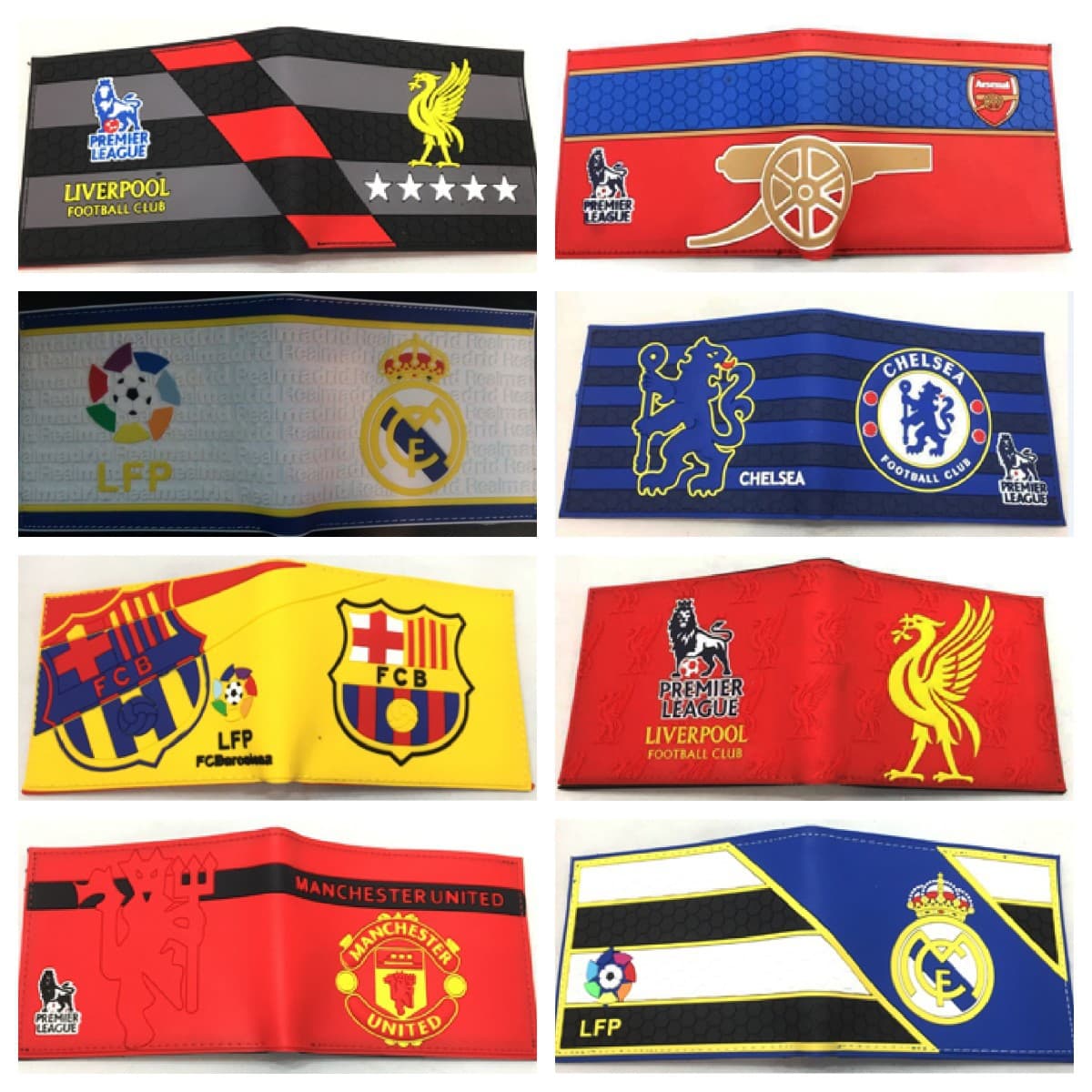 International Football Team Badge Short Wallet - Manchester United & Real Madrid Club Fan Souvenir PU Leather Printed Wallet