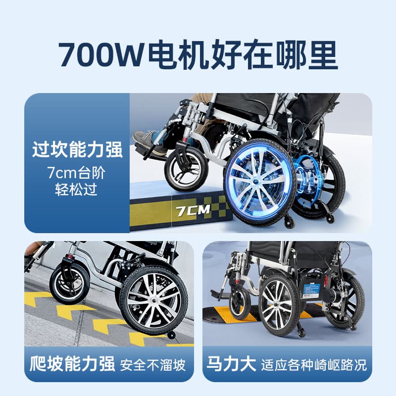 Smart Electric Wheelchair Folding Lightweight Off-Road Nine Yuan 700W Motorized Power Chair for Elderly And Disabled