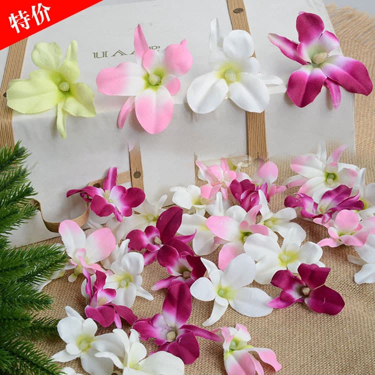 Artificial Small Cymbidium Flower Heads for Wedding, Home Wall Decor, Window Display, Photography Props, Silk Flower Wholesale