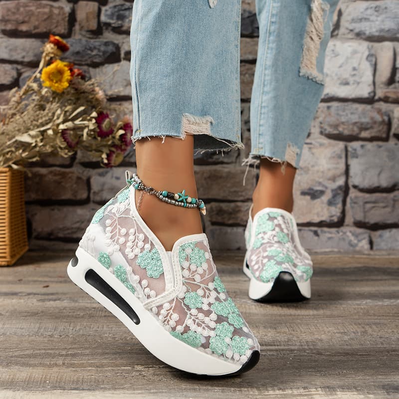 2024 Women's Fashion Flat Bottom Mesh Breathable Casual Shoes, Supports Cross-Border Platform Drop Shipping
