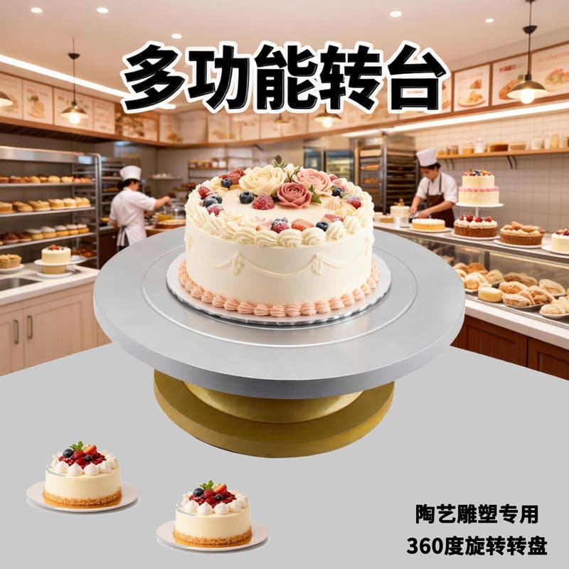 Factory Direct Thickened Plastic Steel Cake Turntable Icing Rotating Stand Small Medium Large Pottery DIY Tool Baking Dessert