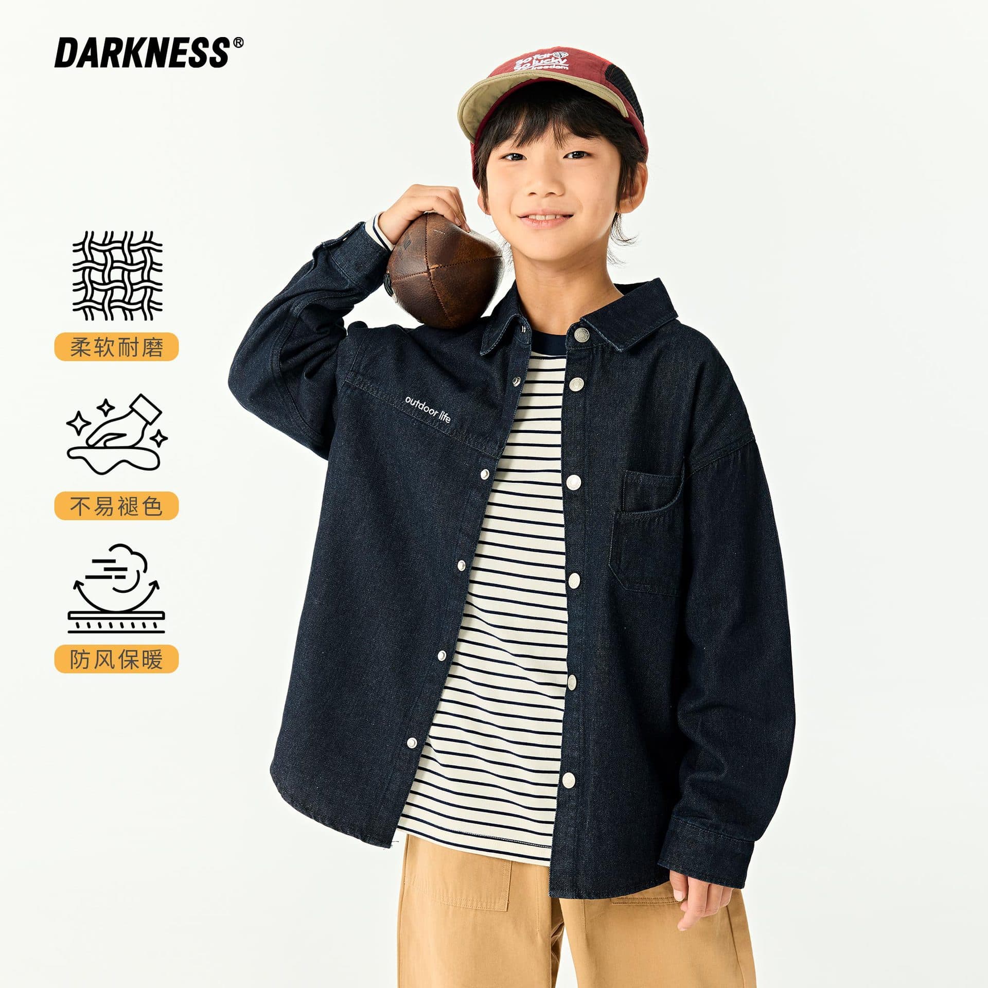 DK Children's Wear 2025 Autumn Retro Casual Cardigan Denim Jacket Shirt for Girls and Boys - Stylish Tops for Kids (Medium and Large Children)