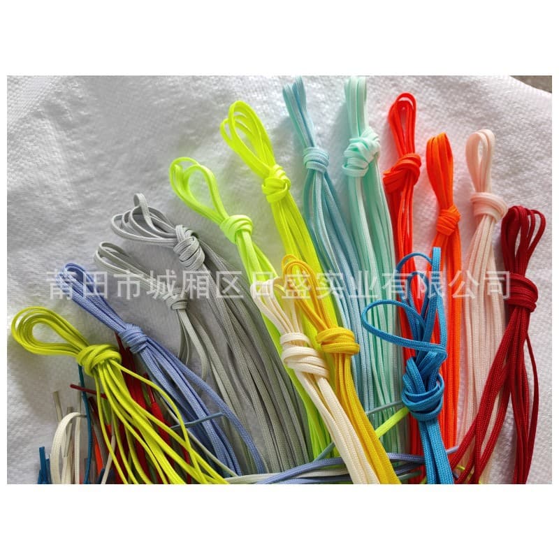 Factory in-stock wholesale 4mm double-layer reinforced soccer/basketball shoelaces, multiple colors available, length customizable.