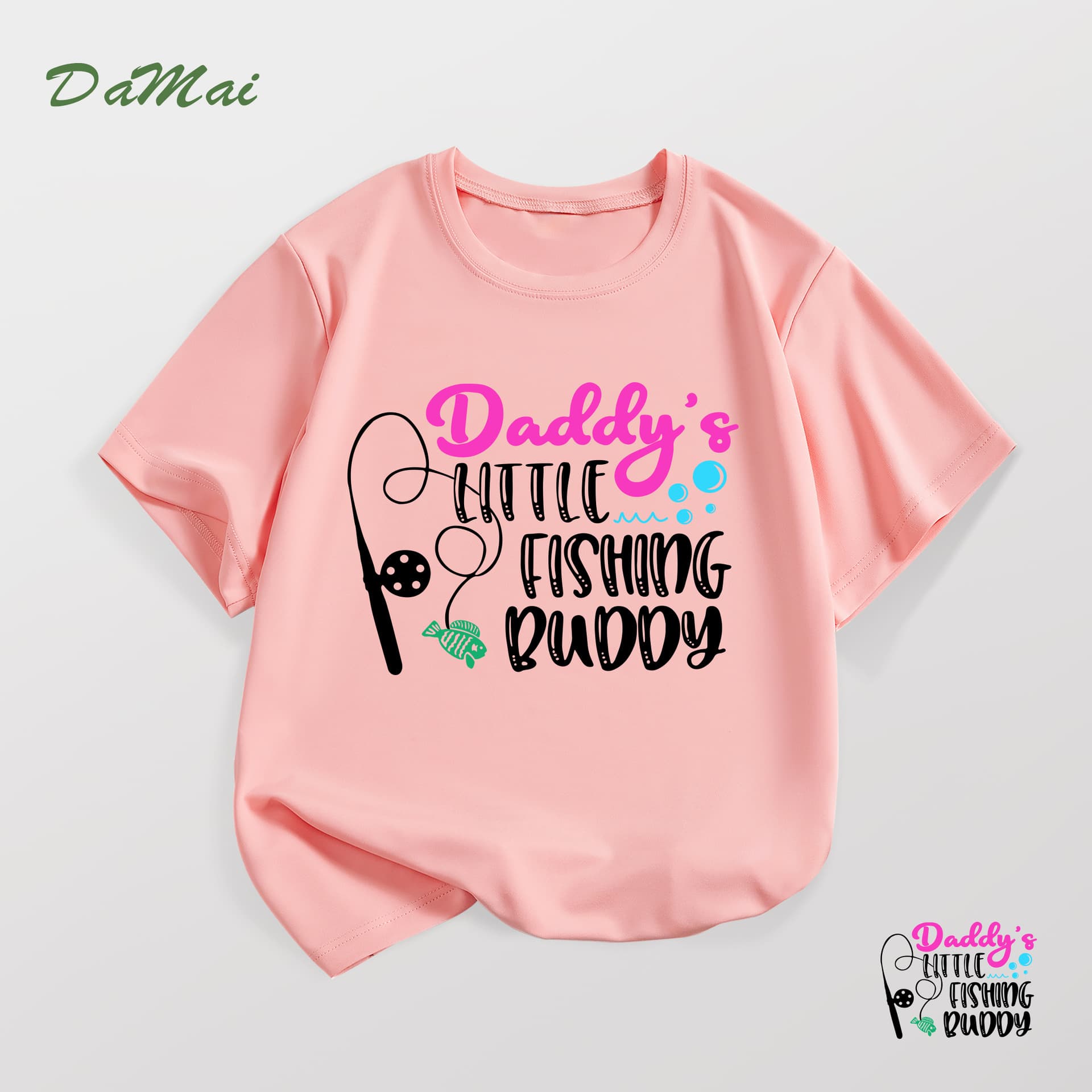 School Shop European and American Father's Day Girls Short Sleeve T-Shirt Simple Letter Print Summer Casual Round Neck Children's Clothing