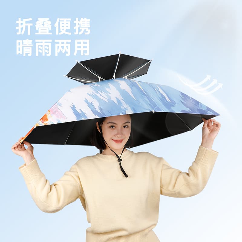 Tea-Picking Sun Protection Hat, Head-Worn UV and Rain Protection Fish Sunshade, Worn on Head, Sun Hat Umbrella Cap