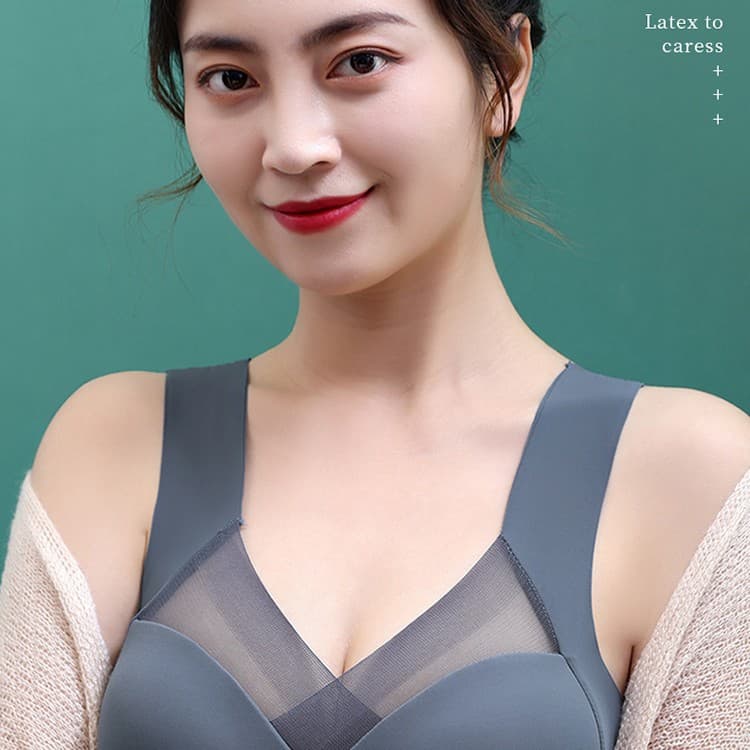 Breathable Thin Mesh Seamless Bra with Latex Soft Support for Lifting and Anti-Sagging Bra, Source Factory Stock Wholesale