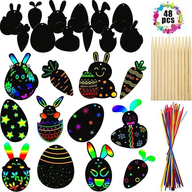 Factory direct Easter scratch cards and creative DIY scratch paper for children's holiday parties, wholesale