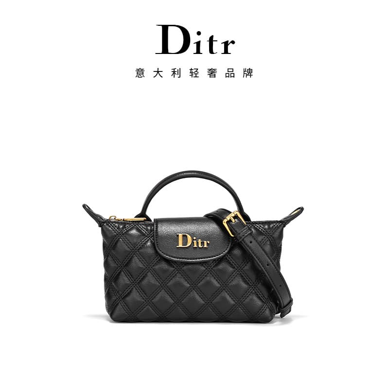 Italian Light Luxury Brand DITR Premium Diamond Quilted Mini Handbag Shoulder Crossbody Bag Women's Trendy Bag