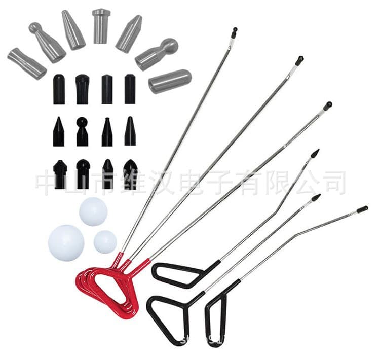 Car Dent Repair Kit for Hail Damage with Interchangeable Heads, Sheet Metal Pry Bar Set for Emergency Use