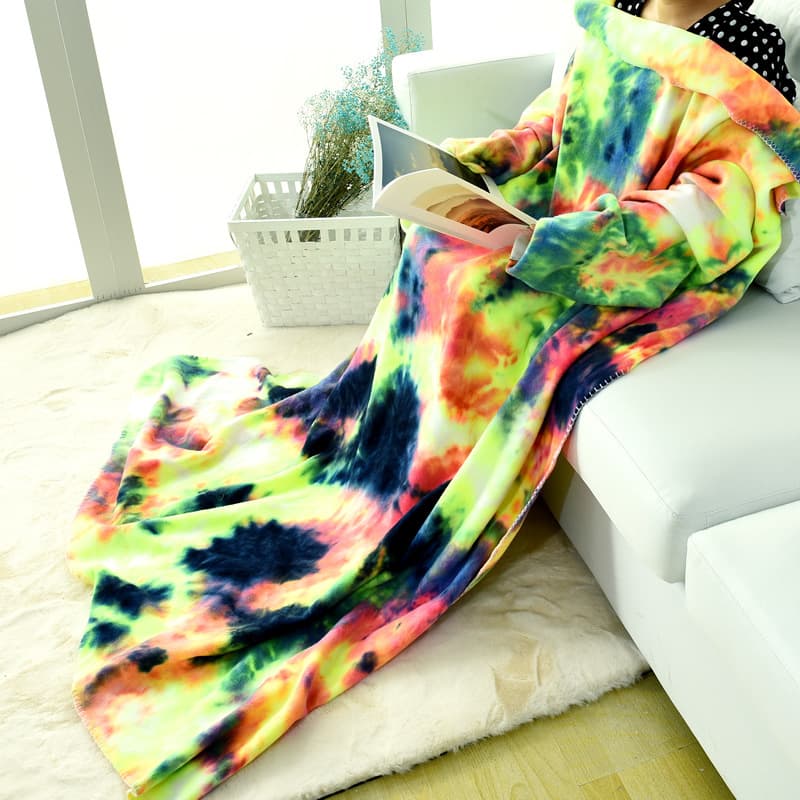 Home sofa/TV relaxation blanket, warm sleeve blanket, TV beanbag shawl, air conditioning blanket, tie-dye TV blanket