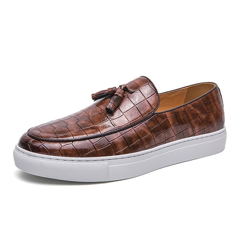 British Style Men's Crocodile Pattern Casual White Loafers 45 Cross-Border Large Size 46 Slip-On Loafers 47