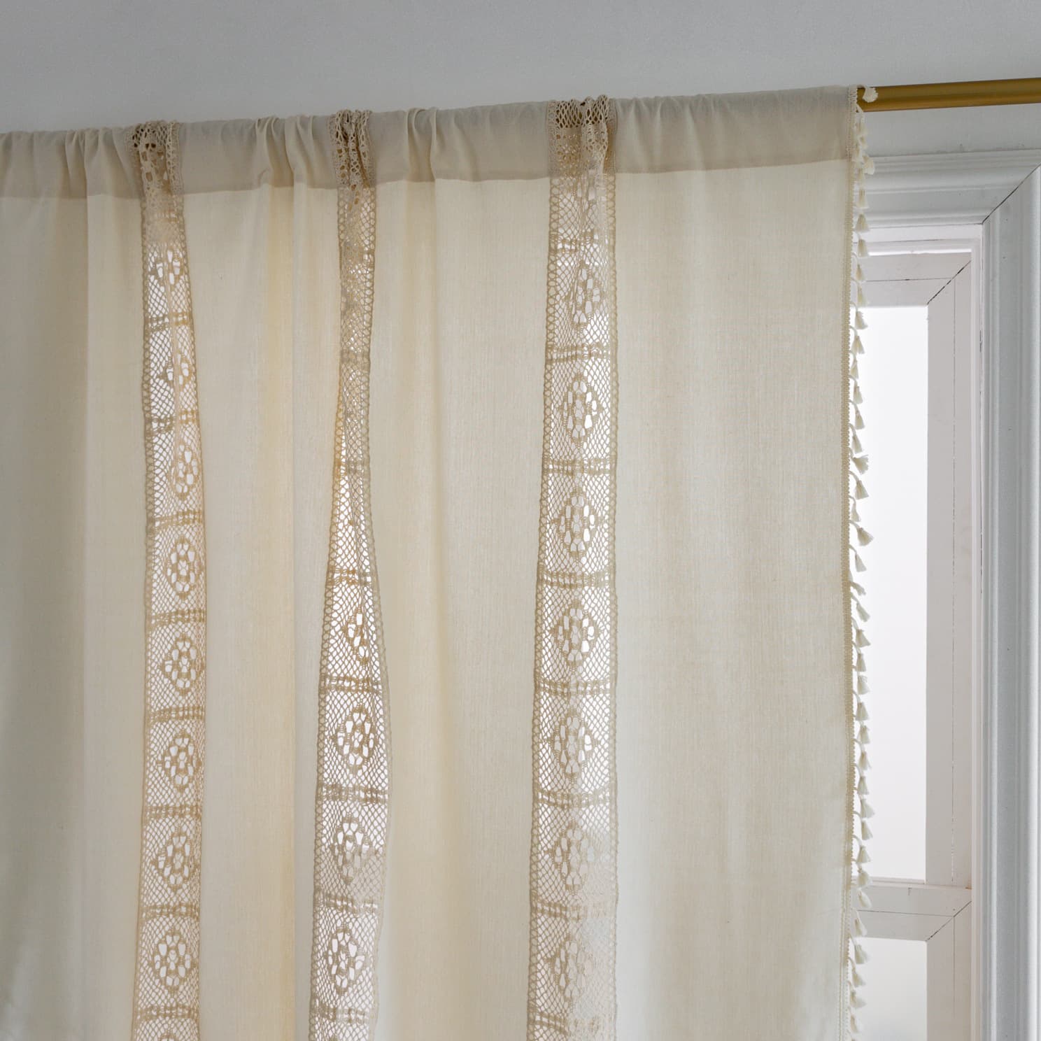 Ready-Made Cross-Border American Crochet Checkered Kitchen Partition Curtains, Semi-Sheer Small Window Bay Curtains