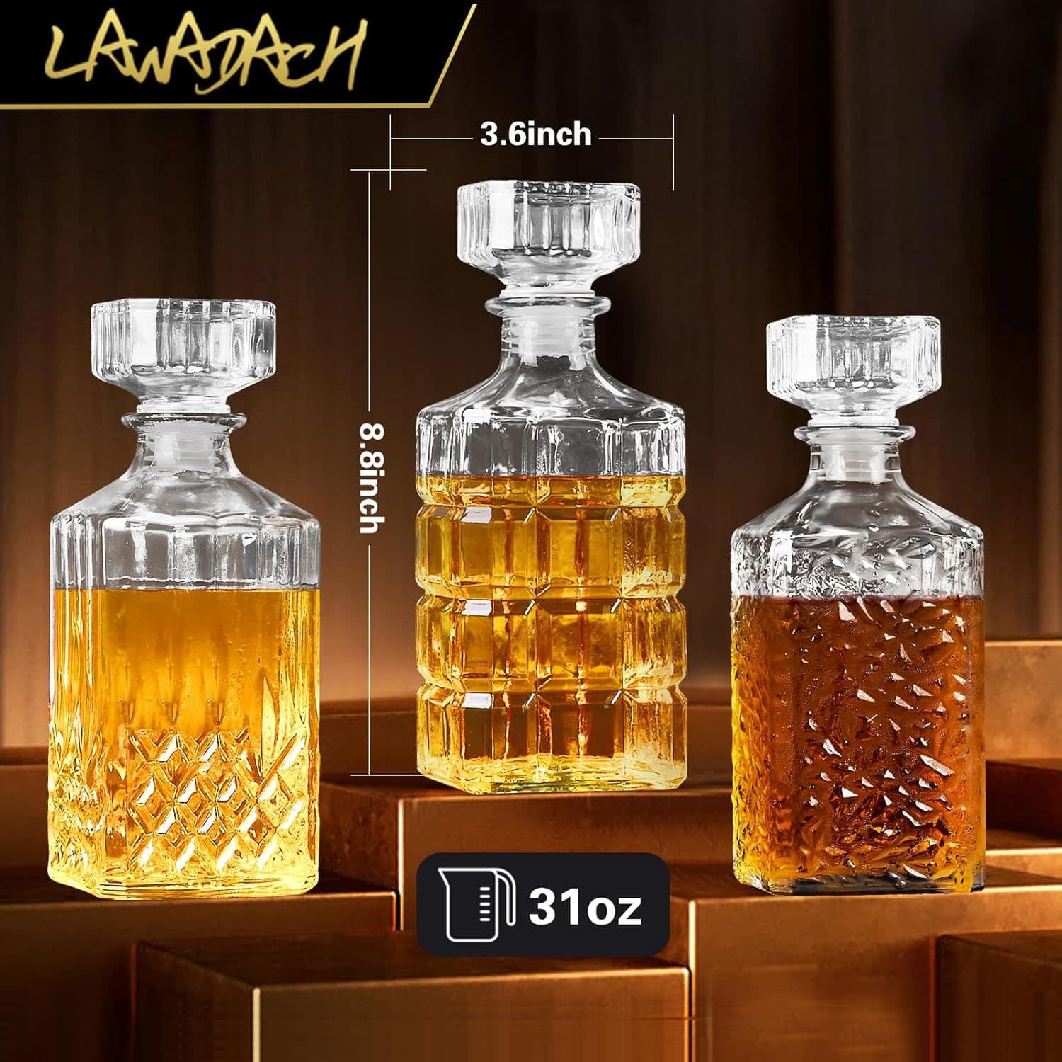 Cross-Border Hot Selling Square XO Whiskey Decanter Wine Bottle with Whiskey Glass Set