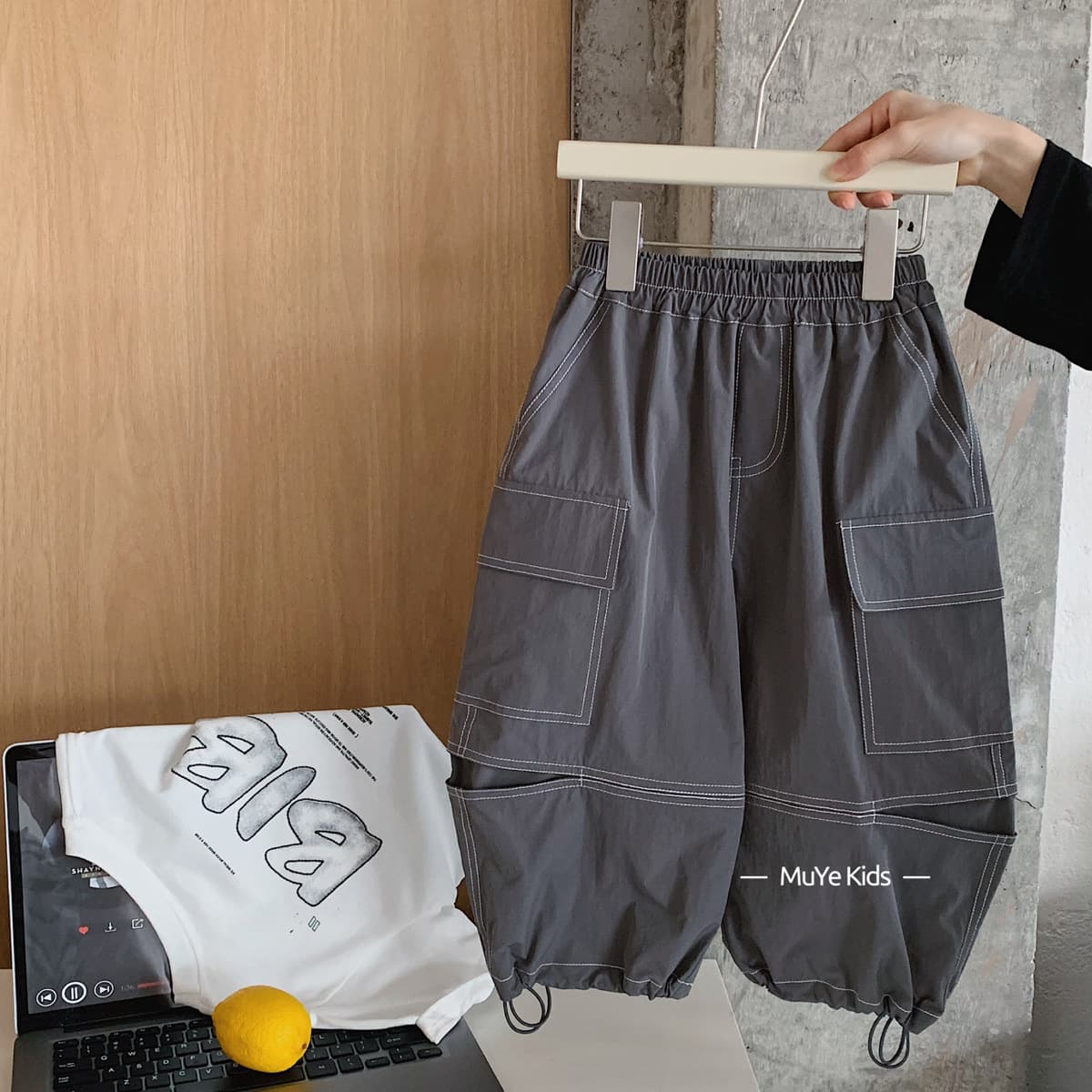 Muye Summer Boys' Cargo Pants, Lightweight Mosquito-Repellent Pants, Korean Style Casual Long Pants for Kids, Trendy Children's Pants