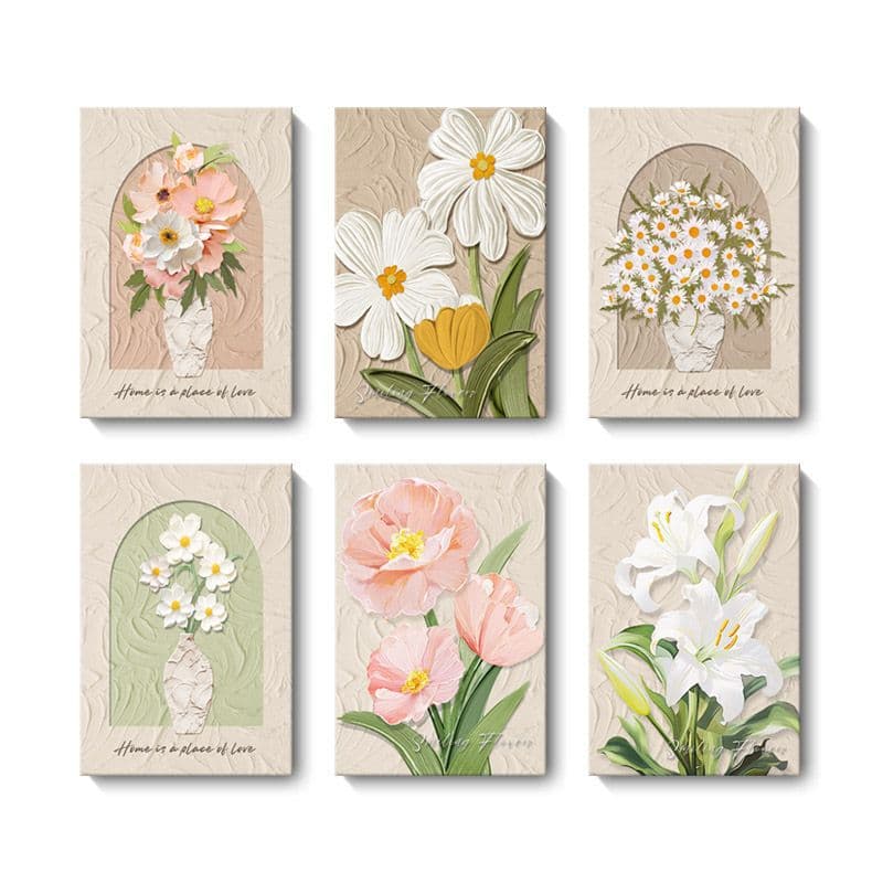 Creamy floral style Instagram-worthy decorative paintings for living rooms, dining rooms, bedrooms, apartments, hotels, and guesthouses; framed and frameless paintings.