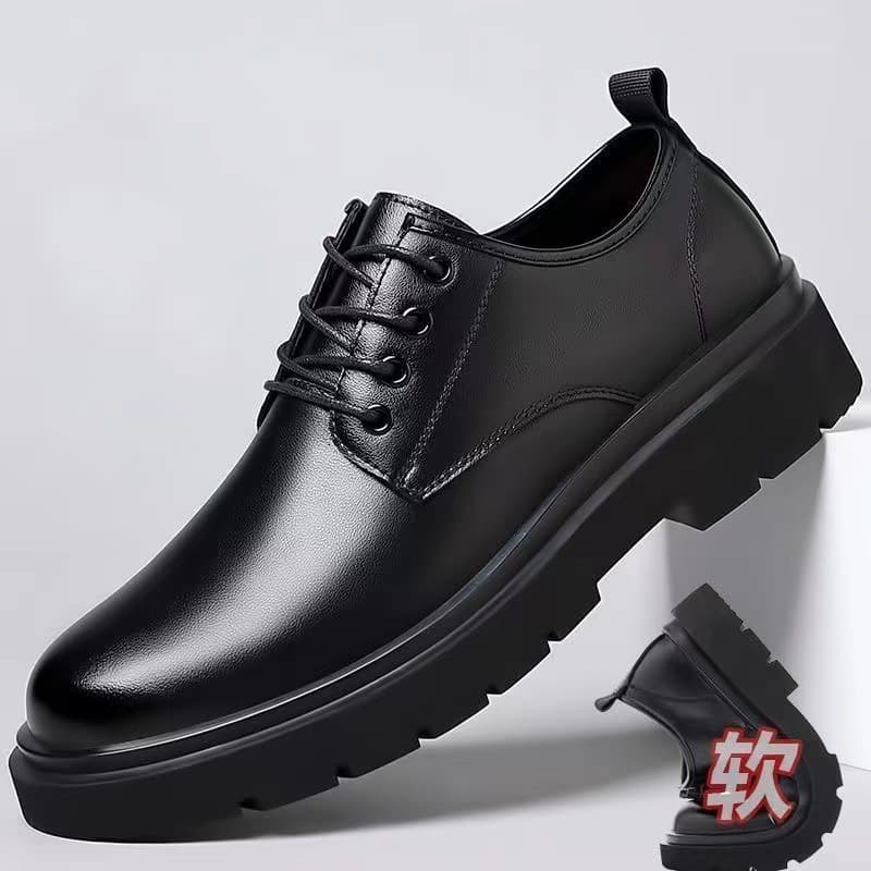 2024 New Summer Men's Leather Shoes Black Formal Business Youth British Style Casual Versatile Work Shoes