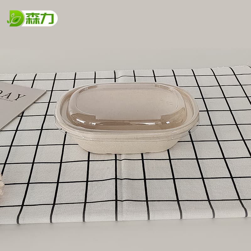 620/770ml Pulp Oval Bowl 22oz Portion Control Container for Weight Loss, 19*14.5cm Microwave-Safe U-Shaped Box