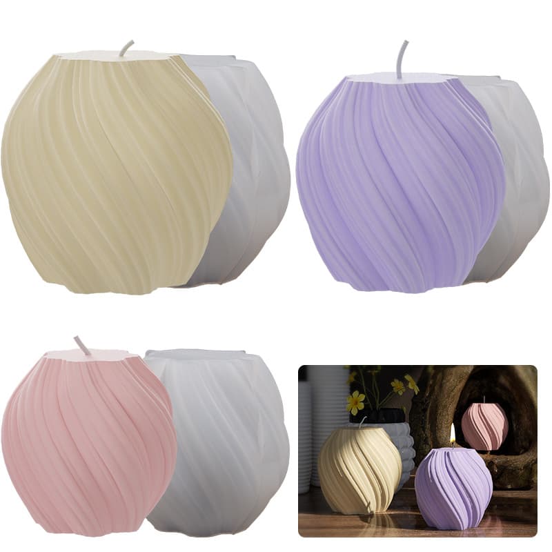 Geometric Rotating Wave Candle Mold Abstract Spiral Swirl Aromatherapy Candle Plaster Ornament Silicone Mold