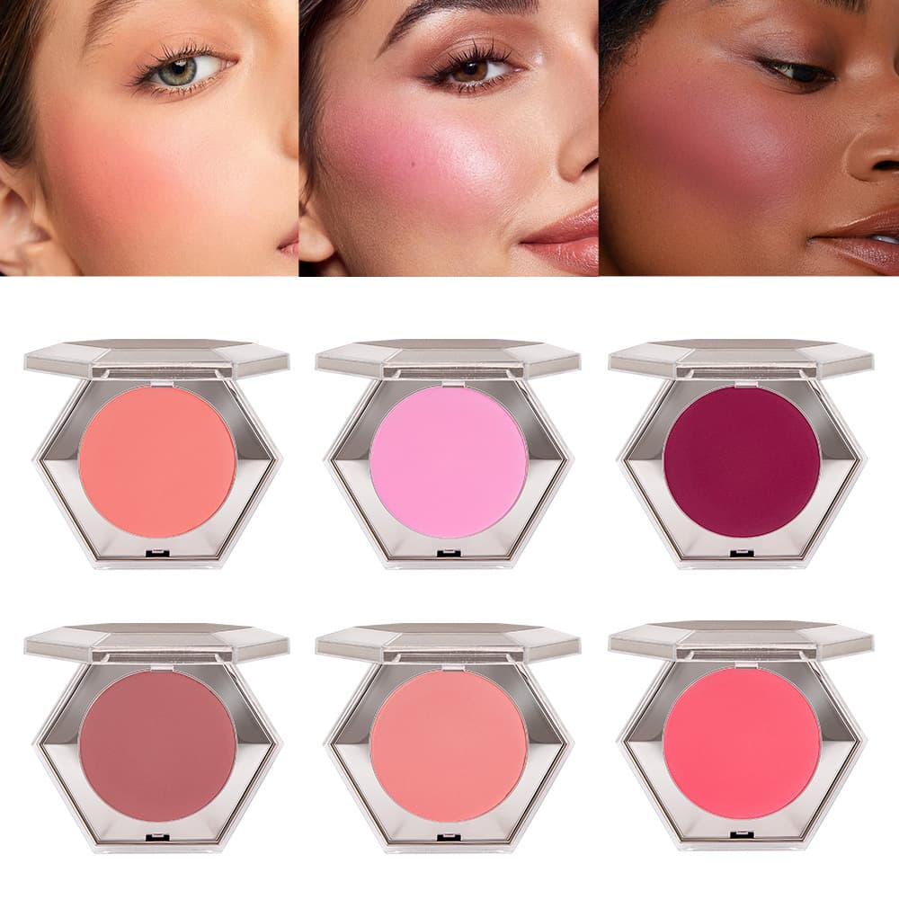 Hexagonal single-color blush powder, foreign trade makeup without logo, matte, natural, brightening, 8-color blush