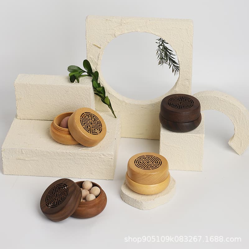 Black Walnut Wood Aroma Diffuser Essential Oil Scent Box Car Air Freshener Round Ball Perfume Home Decoration