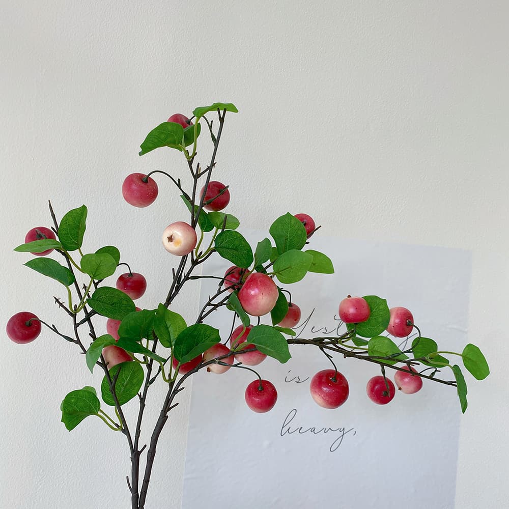 Simulated apple branches, fake flowers, living room decoration ornaments, green leaf fruit simulated floral home furnishings