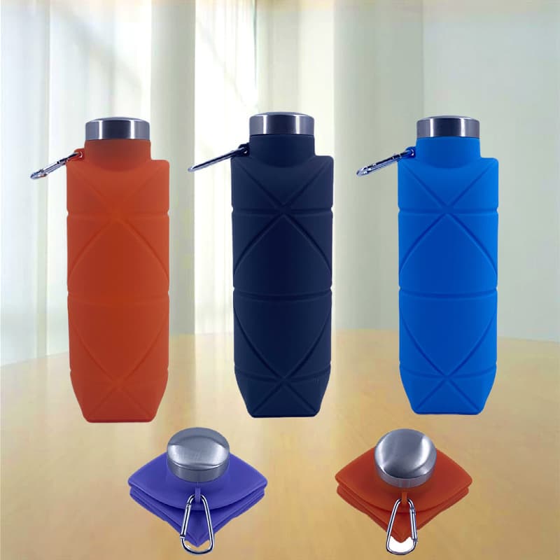 Food-grade silicone portable water bottle for sports travel, fitness, cycling, and folding.