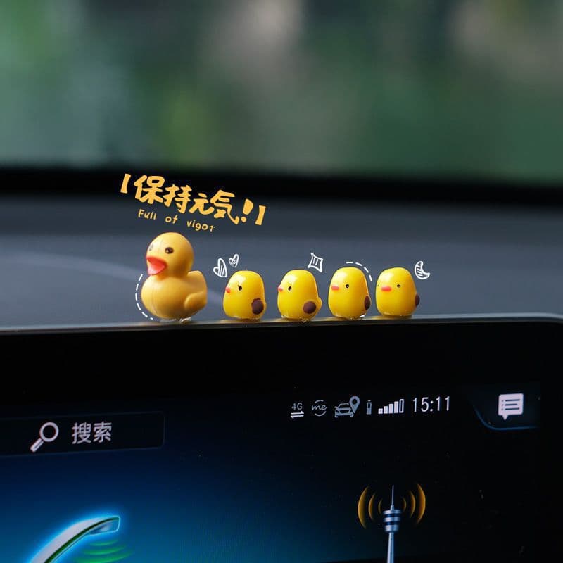 Little Yellow Duck and Gugu Chicken Mini Car Dashboard Decoration Rearview Mirror Ornament Office Desktop Figurine